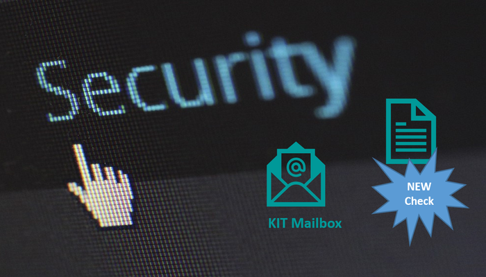 Symbolbild: Schriftzug Security und Icons für Mails, Dokumente und ein Stern, der mit "New Check" beschriftet ist
