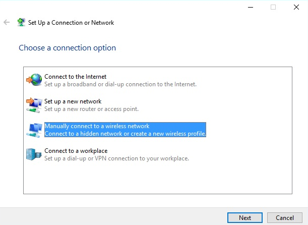 Figure 3: Set Up a connection option