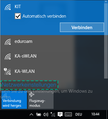 Abbildung 1: Anmelden bei verfügbarem Wlan