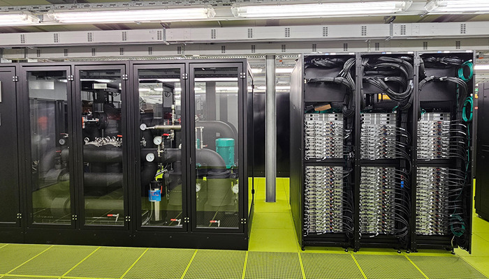 View to the colling Infrastructure and the first Racks of the Supercomputers HoreKa 2